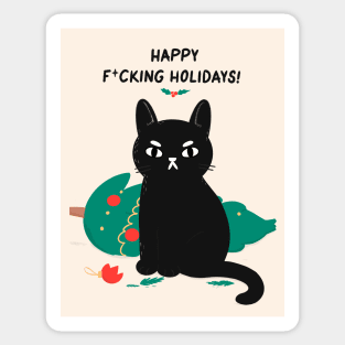 Happy F*cking Holidays! Angry cute Cat Sticker